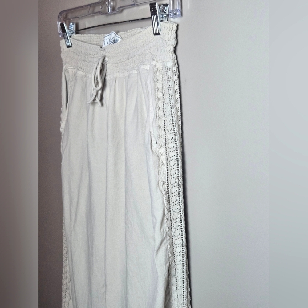Women's Seaspice 100% Peruvian Cotton Crochet Side Quiet Luxury Pants, Medium - Picture 2 of 4